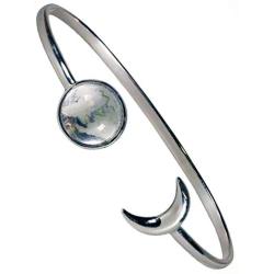 Once a Moon Moon DUST Sterling Silver Starlet Bracelet-Bangle | Authenticate Moon Meteorite | Extraordinary Lunar Moondust