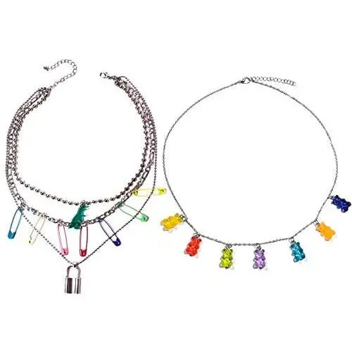 Sclorey Igirl Necklace Indie Aesthetic Necklace Y2k Goth Jewelry Alt Choker Gummy Bear Necklace Egirl Chain Pin Necklace Lock Necklace for Girl Women Sclorey Igirl Necklace Indie Aesthetic Necklace Y2k Goth Jewelry Alt Choker Gummy Bear Necklace Egirl Chain Pin Necklace Lock Necklace for Girl Women