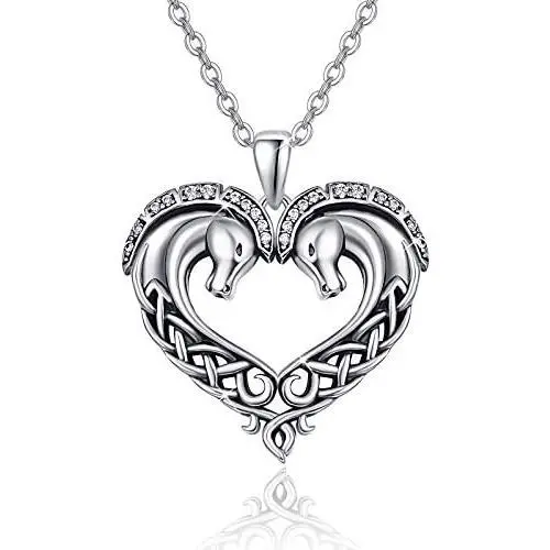 Horse Necklace Sterling Silver Horse Necklace Jewelry Gifts and Heart Shape Horse Pendant for Horse Lover Children Women Girls Horse Necklace Sterling Silver Horse Necklace Jewelry Gifts and Heart Shape Horse Pendant for Horse Lover Children Women Girls