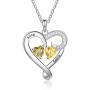 Personalized Heart Necklace Womens Girls Name with 2 Simulated Birthstone, Promise Necklace for Couple Jewelry with Heart Pendant