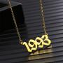 Year Necklaces,Initial Birth Year Number Pendant Necklace Birthday Gift for Women and Girl Old English Arabic Number Stainless Steel Friendship Necklace 1990-2006