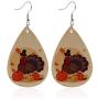 Fall Faux Leather Teardrop Earrings Plaid Pumpkin Sunflower Maple Leaves Acorn Autumn Jewelry Turkey Printed Leather Earrings Thanksgiving Accessory for Women Girl