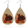 Fall Faux Leather Teardrop Earrings Plaid Pumpkin Sunflower Maple Leaves Acorn Autumn Jewelry Turkey Printed Leather Earrings Thanksgiving Accessory for Women Girl