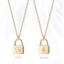 Mevecco Gold Dainty Initial Necklace Lock Necklace 18K Gold Plated Padlock Necklace Letter Necklaces for Women Minimalist Personalized Jewelry