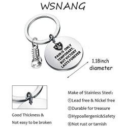 WSNANG Boxing Gift Pain is Only Temporary But Victory Lasts Forever Keychain Inspirational Quote Boxing Glove Keychain Boxing Lovers Gift Boxer Fan Gift Sport Lover Gift