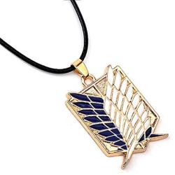 AILUOR Attack On Titan Necklace, Investigation Corps Pendant Necklace, Wings of Freedom Cosplay Necklace Leather Rope Investigation Anime Cartoon Lovers Jewelry for Boys Girls Anime Fan