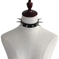 Punk Rock Gothic Black Rivet Leather Spiked Necklace Neckband Choker Adjustable