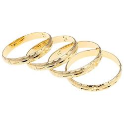 Yidan 4pcs 24k Gold Bangle for Women Gold Dubai Bride Wedding Ethiopian Bracelet Africa Bangle Arab Jewelry