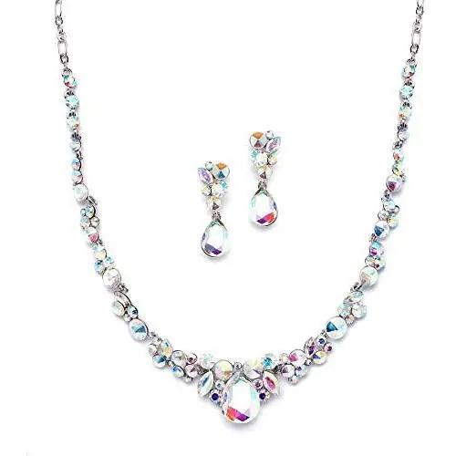 Mariell Glistening Iridescent AB Crystal Necklace and Earring Set for Prom, Bridesmaid & Wedding Party Mariell Glistening Iridescent AB Crystal Necklace and Earring Set for Prom, Bridesmaid & Wedding Party