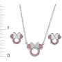 Disney Jewelry Mickey or Minnie Mouse Sterling Silver Cubic Zirconia Pendant and Earring Set