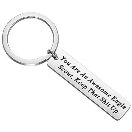 BEKECH Eagle Scout Gifts Inspirational Keychain You Are An Awesome Eagle Scout Keep That Shit Up Boy Scout Gift for Eagle Scout Boys Girls Leaders Cub Scout Jewelry