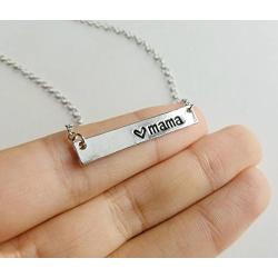 Rosa Vila Love Mama Bar Necklace, Simple Horizontal Bar Necklace, Bar Necklaces for Women and Girls, Mothers Day Jewelry, Mom Necklace, Gift for New Mothers