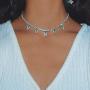 KissYan Butterfly Tennis Chain Necklace , 18K White Gold Plated Diamond Butterfly Tennis Choker Bling Iced CZ Butterfly Necklace Silver Gift for Women Girl