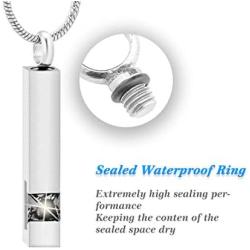 LYFML Crystal Cremation Jewelry Urn Cube Memorial Ashes Necklace Pendant Keepsake, White Birthstone Series