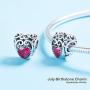 NINGAN Birthstone Openwork Heart Bead Charms 925 Sterling Silver Fits European Charm Bracelets Necklaces