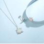 Mothers Day Gifts FANCIME Sterling Silver Cat/Unicorn/Elephant Necklace White Created Opal Cute Pendant Necklace Small Dot Round Disc Fine Jewelry For Women Girls 16+2 inch Extender