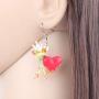 NEWEI Acrylic Sweet Cartoon Prince Frog Heart Earrings Drop Dangle Fashion Animal Jewelry for Women Girls Teens Gift Charms