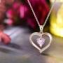 ✦Gifts for Mothers Day✦ Forever Love Heart Necklace Jewelry 18K White Gold/ Rose Gold Plated 925 Sterling Silver Birthstone Pendant Necklace with 5A Cubic Zirconia Birthday Gifts for Women and Girls