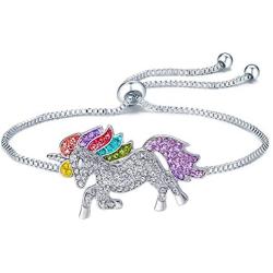 ALoveSoul Silver Tone Little Princess Rainbow Unicorn Pendant Girl Ladies Fashion Necklace Gift for Women