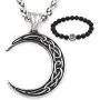Gungneer Stainless Steel Celtic Knot Crescent Moon Pendant Necklace Irish Protection Accessories Keel Chain Jewelry Gungneer Stainless Steel Celtic Knot Crescent Moon Pendant Necklace Irish Protection Accessories Keel Chain Jewelry