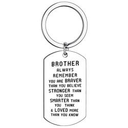 BESPMOSP Brother Inspirational Gift You are Braver Than You Believe Pendant Necklace/Keychain Gift for Brother
