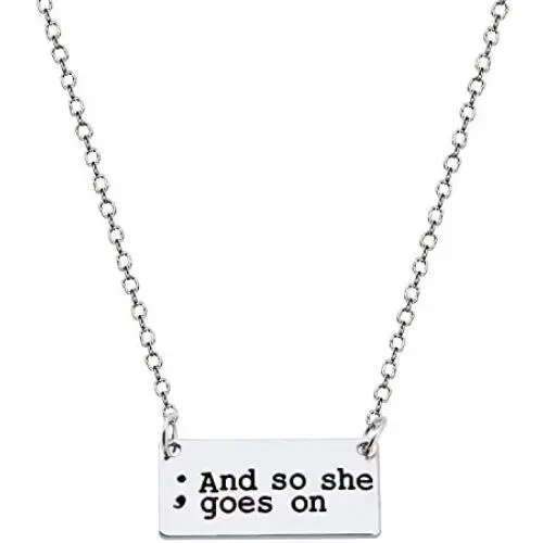 KUIYAI My Story Isnt Over Yet Inspired Necklace Keychain Depression Awareness Semicolon Jewelry KUIYAI My Story Isnt Over Yet Inspired Necklace Keychain Depression Awareness Semicolon Jewelry