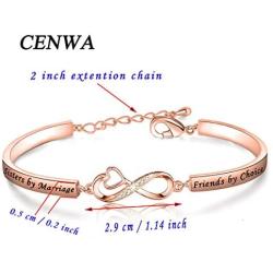 CENWA Sisters by Marriage Friends by Choice Bracelet Best Sisters in Law Gift Maid of Honor Gift Wedding Bracelet Gifts for Besties