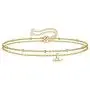 Yoosteel Tiny Initial Bracelets for Women Girls, 14K Gold Filled Handmade Letter Bead Bracelet Personalized Layered Initial Bracelets for Women Girls Jewelry Gifts