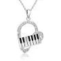 925 Sterling Silver Heart Pendant Piano Keyboard Necklace Music Jewelry for Women Girls