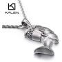 Davitu Ethnic Ancient Egypt Queen Nefertiti Pendant Neklace for Men Stainless Steel Egyptian Women with Hat Necklace Jewelry - (Metal Color: KP56529-BD, Length: 60cm 23.6 inches)