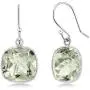 Gem Stone King 925 Sterling Silver Green Prasiolite Womens Dangle Earrings (10.00 Cttw, 11MM Cushion Checkerboard) Gem Stone King 925 Sterling Silver Green Prasiolite Womens Dangle Earrings (10.00 Cttw, 11MM Cushion Checkerboard)