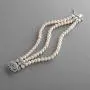 Mariell Genuine Freshwater Pearl 3-Strand Bridal Bracelet - Luxe 3-Row Pearl Bracelet with CZ Clasp Mariell Genuine Freshwater Pearl 3-Strand Bridal Bracelet - Luxe 3-Row Pearl Bracelet with CZ Clasp