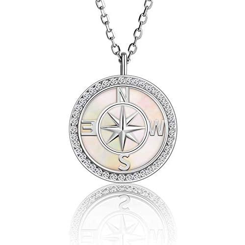 Compass Necklace for Women Teen Girls 925 Sterling Silver Vintage Nautical Travel Compass Pendant Necklace Jewelry Back to School Gifts