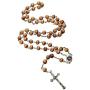 Catholic Olive Wood Rosary Beaded Prayer Jerusalem Cross Decor Crucifixion of Christ Jesus Necklace for Auto Vehicle for Men Women Religious Jewelry Pendant 14 inch