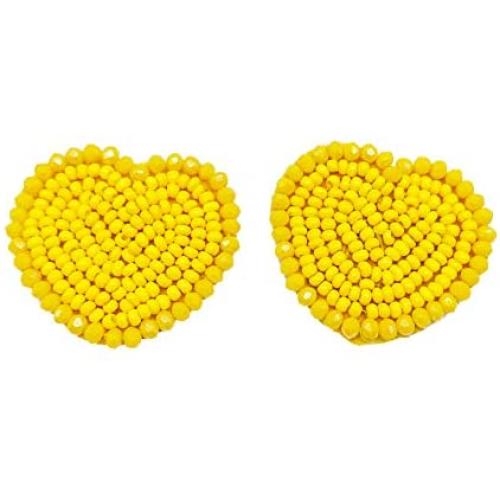 Statement Beaded Earrings - Bohemian Handmade Seed Bead Mini Heart Dangle Earrings Gift for Women Girls