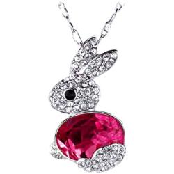 Bunny Necklace for Girls/Women - Silver Rabbit Pendant - Easter Necklace for Women - Easter Bunny Jewelry Gifts for Girls - Easter Jewelry for Girls - Silver with Rhinestones - Mall of Style