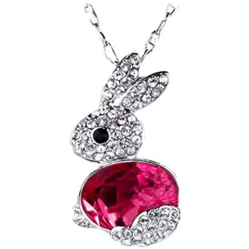 Bunny Necklace for Girls/Women - Silver Rabbit Pendant - Easter Necklace for Women - Easter Bunny Jewelry Gifts for Girls - Easter Jewelry for Girls - Silver with Rhinestones - Mall of Style