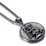 Elfasio Men Stainless Steel Pendant Necklace Baphomet Goat Satanic Satan Leviathan Cross Demon Devil Lucifer Sulfur Both Sided Pendants Chain