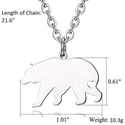 WPFdesign Stainless Steel Bear Necklace Jewelry Pendant