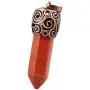 Nupuyai Crystal Point Wand Healing Stone Pendant Necklace for Unisex, Copper Wrapped Stone Pendant with Chain 22.8''