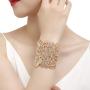 Rhinelife Lace Leaf Flower Hollow Vintage Boho Style Cuff Open Wide Big Bangle Bracelet for Women Jewelry