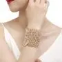 Rhinelife Lace Leaf Flower Hollow Vintage Boho Style Cuff Open Wide Big Bangle Bracelet for Women Jewelry