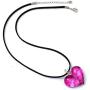 Suvani Jewelry Hand Blown Venetian Murano Glass Rose Pink Heart Shaped Pendant Necklace, 18-20 inches