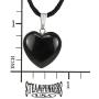 Steampunkers USA Big Heart Collection - 20mm Classic Obsidian Black - 20-22 inch Black Cord – Crystal Gemstone Carved Necklace Charm Handmade