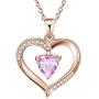 ✦Gifts for Mothers Day✦ Forever Love Heart Necklace Jewelry 18K White Gold/ Rose Gold Plated 925 Sterling Silver Birthstone Pendant Necklace with 5A Cubic Zirconia Birthday Gifts for Women and Girls