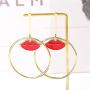 Enamel Evil Eye Heart Rhinestone Lip Dangle Earring Necklace Heart-Shaped Drop Earrings Glitter Dangling Earring Red Hoop Earring Shiny Jewelry Set for Women Girls