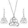 925 Sterling Silver Good Luck Vintage Irish Celtic Triquetra Knot Heart Pendant Necklace and Earrings Jewelry Set… 925 Sterling Silver Good Luck Vintage Irish Celtic Triquetra Knot Heart Pendant Necklace and Earrings Jewelry Set…
