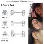 Silver Stud Earrings for Women, 3 Pairs Tiny Round Heart Triangle Cubic Zirconia Studs Hypoallergenic Earrings Set Piercing Jewelry for Men Girls, 4mm Silver Stud Earrings for Women, 3 Pairs Tiny Round Heart Triangle Cubic Zirconia Studs Hypoallergenic Earrings Set Piercing Jewelry for Men Girls, 4mm