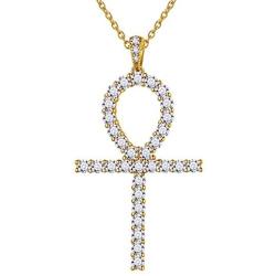 Egyptian Ankh Earrings Cubic Zirconia Iced Out Ankh Cross Earrings for Mens Women 925 Sterling Silver/Black Metal/18K Gold Plated Key of Life Dangle Drop Earrings Amulet Symbol Religious Jewelry