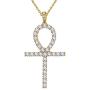 Egyptian Ankh Earrings Cubic Zirconia Iced Out Ankh Cross Earrings for Mens Women 925 Sterling Silver/Black Metal/18K Gold Plated Key of Life Dangle Drop Earrings Amulet Symbol Religious Jewelry